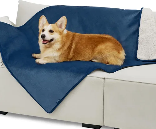 Vista 82 de Bedsure - Mantas impermeables para perros pequeños - Manta de felpa de sherpa con impresión suave lavable para perros y gatos, protector de muebles