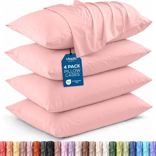 Vista 35 de Utopia Bedding - Juego de 4 fundas de almohada tamaño estándar, con cierre de sobre, tela de microfibra cepillada suave, resistentes al encogimiento