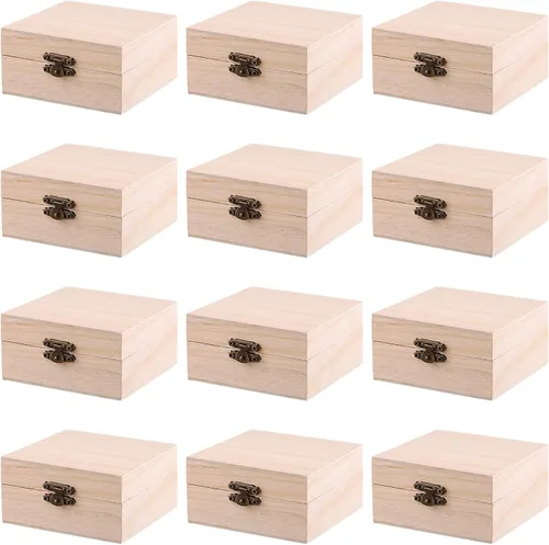 Vista 11 de FUNSUEI 4 cajas de madera de 7.9 x 5.1 x 3.9 pulgadas con tapa con bisagras, caja de madera sin terminar, cajas de madera para manualidades