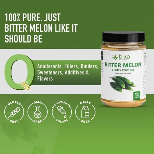 Vista 6 de bixa BOTANICAL Polvo de melón amargo, polvo de Karela, 200 gramos, 7 oz