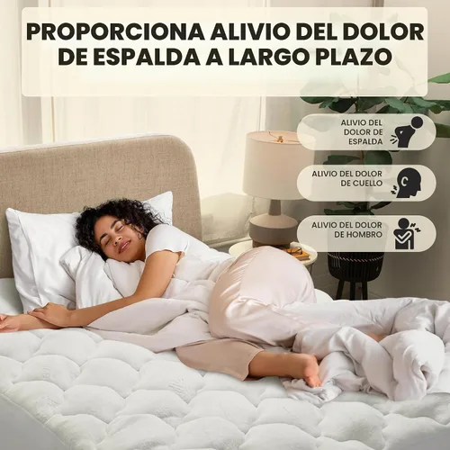 Vista 4 de Funda para colchón hipoalergénico bambú Cheer Collection Ultra Plush, amigable con el ambiente, Bambú, Blanco, gemelo