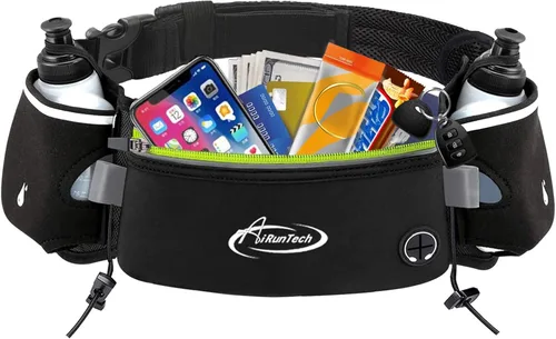 Vista 11 de AiRunTech Cinturón de hidratación para correr con botella de agua, riñonera para teléfono y cartera, bolsa de correr, accesorios esenciales