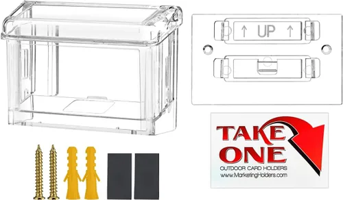 Marketing Holders Tarjetero para tarjetas de visita al aire libre, tapa transparente con capacidad para tarjetas de 3.5 x 2 pulgadas, caja de