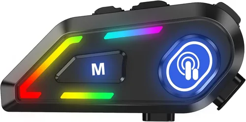 Auriculares Bluetooth para casco con luces RGB para conductores, altavoces de casco con micrófonos duales, llamadas manos libres, música, IPX5,