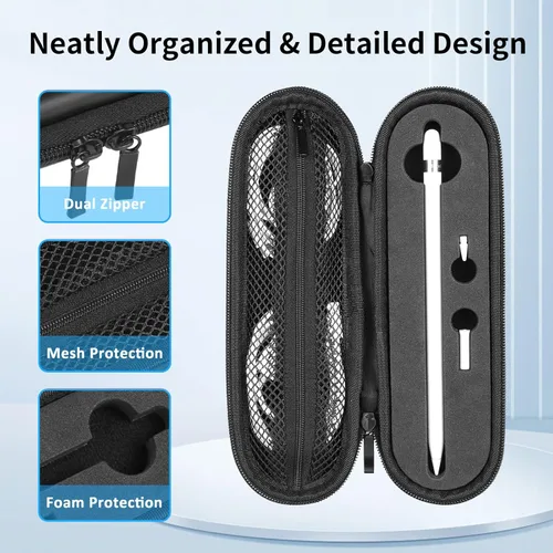 Vista 3 de TITACUTE iPencil - Funda de transporte compatible con Apple Pencil de 2ª generación para iPad Pro, funda con doble cremallera, funda protectora