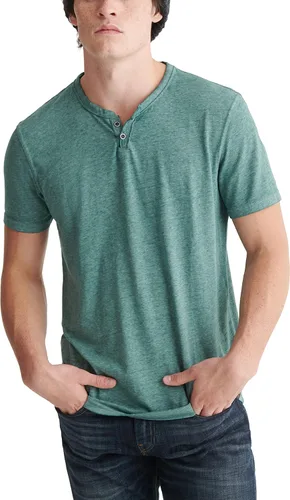 Lucky Brand Venice Burnout - Camiseta de cuello con muesca y dos botones para hombre