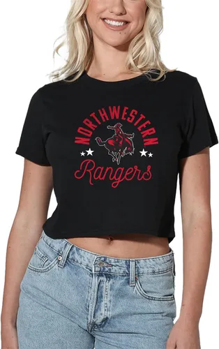 Vista 218 de Colección oficial de camisetas con diseño de mascota desgastada para mujer, color negro Grizzlies del estado de Adams