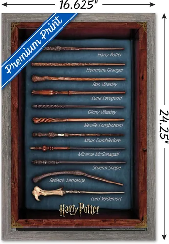 Vista 3 de Trends International The Wizarding World: Harry Potter - Póster de pared de varitas, 14.725 x 22.375 pulgadas, versión enmarcada de madera de granero