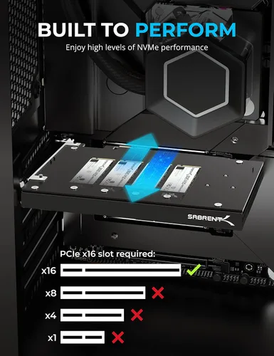 Vista 3 de SABRENT Tarjeta adaptadora M.2 NVMe a PCIe 4.0 x16 de 4