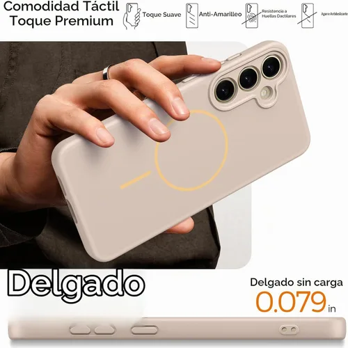 Vista 6 de Rayboen Funda magnética para Galaxy S24+ Plus, color caqui A-caqui