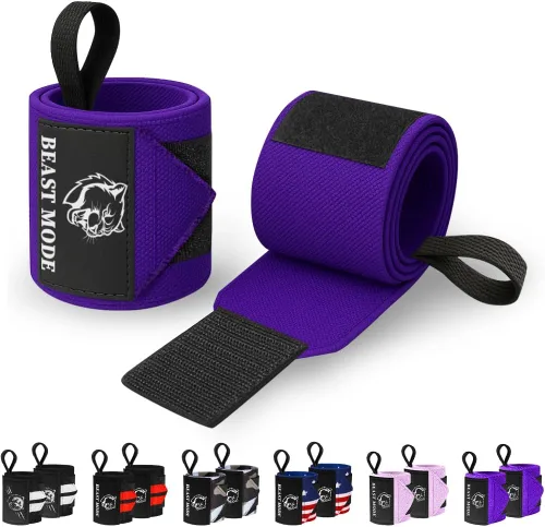 Vista 45 de TECEUM Weightlifting 18" & 12" Wrist Wraps with Thumb Loop – Heavy Duty Wrist Workout Braces for Men and Women – Ideal for Powerlifting, Strength