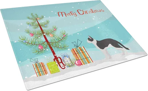 Vista 80 de Caroline's Treasures CK4739LCB Abyssinian Cat Merry Christmas Glass Cutting Board Large Decorative Tempered Glass Kitchen Cutting and Serving Board