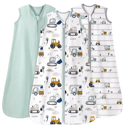 Vista 16 de Unnivoll - Saco de dormir para bebé de 0 a 6 meses, 0.5 tog, manta portátil para bebé, 3 unidades, 100 % de algodón, saco de dormir ligero