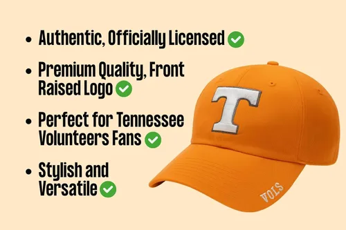 Vista 5 de Gorra ajustable con logotipo del equipo de Tennessee University Classic Edition, Naranja