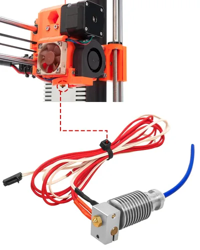 Vista 2 de Kit de extrusora de cabezal de impresora 3D hotend MK3S J de 24V 40W apto para Prusa i3 MK3/MK3S/MK3S+ y otras impresoras de cabezal de impresión