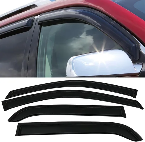 IKON MOTORSPORTS - Visera de ventana compatible con Kia Sportage 2005-2010, estilo delgado, acrílico, teñido de humo, 4 unidades, protección contra