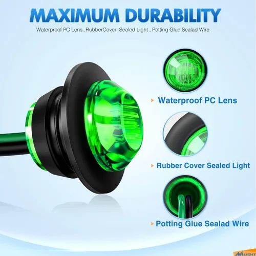 Vista 3 de Nilight 10 luces LED redondas de 3/4 pulgadas, luz indicadora lateral delantera y trasera, luz indicadora de bala para camión, RV, coche, autobús