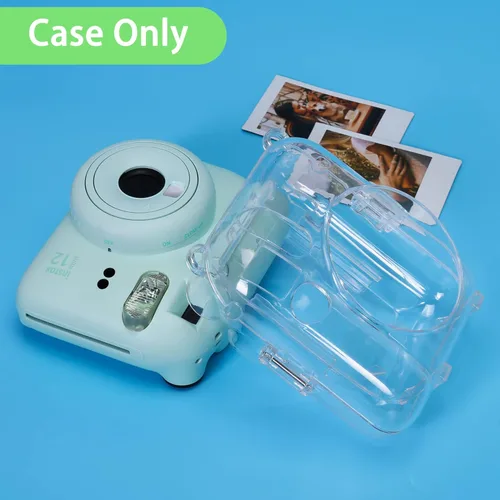 Vista 5 de Aenllosi Funda transparente para cámara Fujifilm Instax Mini 12, funda protectora para cámara de película instantánea con bolsillo para guardar 10
