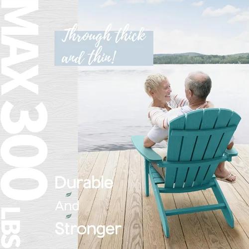 Vista 6 de YEFU Silla Adirondack de plástico resistente a la intemperie, sillas de patio con instalación fácil en 5 pasos, se ve exactamente como madera real