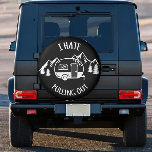 Vista 4 de I Hate Out Camper Spare Tire Cover Spare Tire Cover Wheel Protectors Universal para Neumáticos de Remolque Camping Resistente a la Intemperie