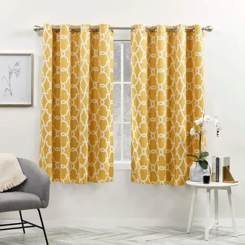 Vista 9 de Exclusive Home Gates panel de cortinas en par para ventana, con arandelas en la parte superior, para oscurecimiento de habitación, tejidas