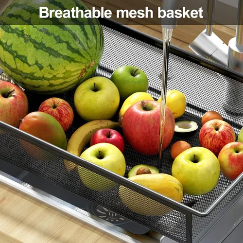 Vista 4 de Cesta de frutas de 5 niveles, cesta de almacenamiento de cocina, apilable y desmontable, cesta de frutas y verduras, soporte para verduras con Negro