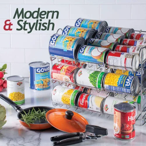 Vista 8 de Sagler Stackable Pantry Can Organizer - 3-Tier Soda Can Organizer - Multifunctional Chrome-Finish Can Rack Organizer for Up to 36 Cans - For Pantry