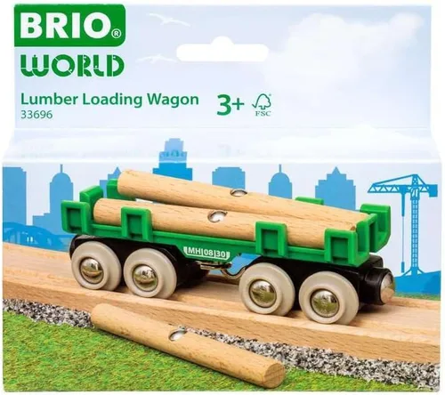 Vista 2 de BRIO World - 33696 - Carro de carga de madera Juego de tren de juguete de 4 piezas para niños Componentes de madera con certificación FSC
