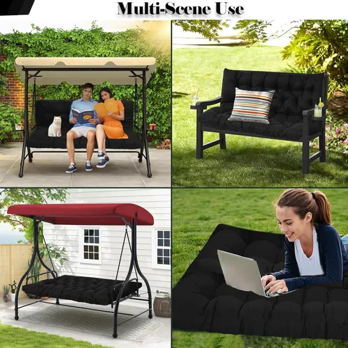 Vista 6 de Cojines de repuesto para columpio con respaldo, cojín de asiento para exteriores, cojines de banco de patio para muebles de exterior de 2 o 3