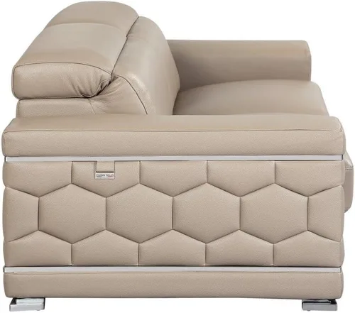 Vista 6 de Blackjack Furniture Usry - Sofá tapizado de piel italiana, color caqui