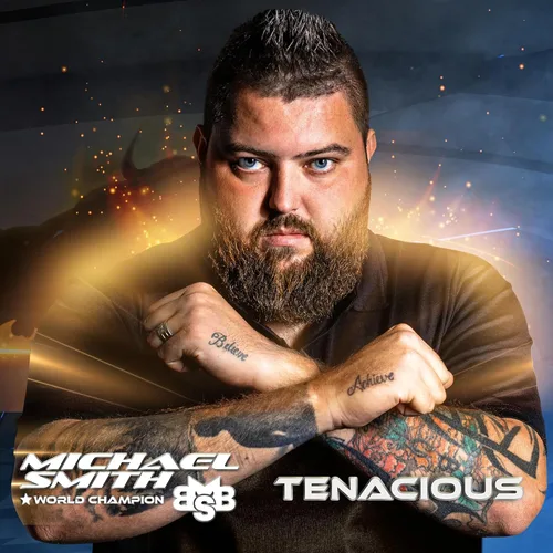 Vista 7 de Shot! Michael Smith Tenacious (0.71 oz/0.79 onzas), barril de tungsteno 90%, peso frontal, juego de dardos profesionales hechos a mano y vuelos