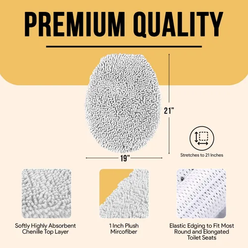 Vista 2 de Mayshine - Cubierta de microfibra tipo shaggy para la tapa del asiento del baño, estándar para baño