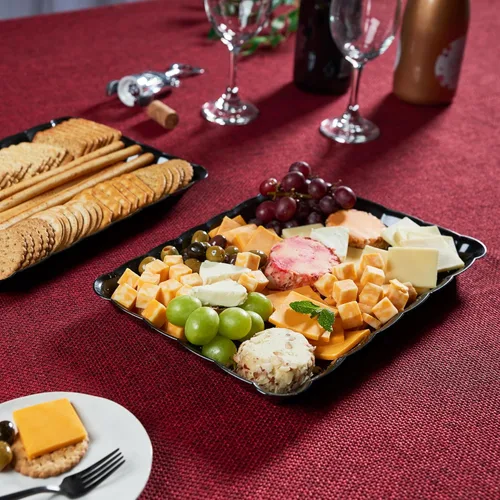 Vista 3 de Plasticpro - Bandejas de plástico para servir, rectangulares, 9 x 13 pulgadas, plato desechable para fiesta, 4 bandejas negras