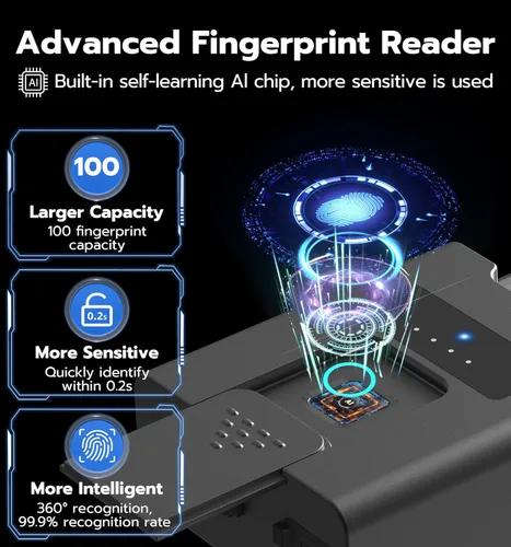 Vista 8 de eLinkSmart Candado de huellas dactilares con llave de respaldo, candado electrónico digital inteligente biométrico resistente a la intemperie