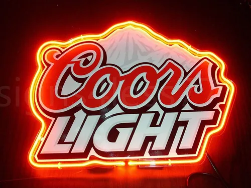 Letreros de neón de 14 x 10 pulgadas, luz Coor Light Mountain Board Neon Sign Light Beer Bar Pub Man Cave LED Neon Lamp DE69
