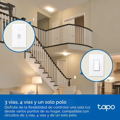 Vista 3 de TP-Link Tapo - Interruptor inteligente, un polo/3 vías/4 vías, compatible con materia, monitoreo de energía, requiere cable neutro, funciona