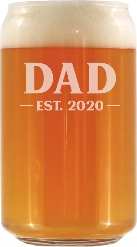 Vista 7 de Custom Dad Est 20XX - New Father Beer Can Pint Glass Gift for First Time Parents - Personalized Bold 16 Oz Glasses