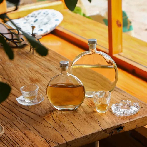 Vista 5 de botellas de vino, botellas de vidrio, decantador pequeño, botellas de vino vacías, botellas de vidrio con tapas, decantadores para alcohol