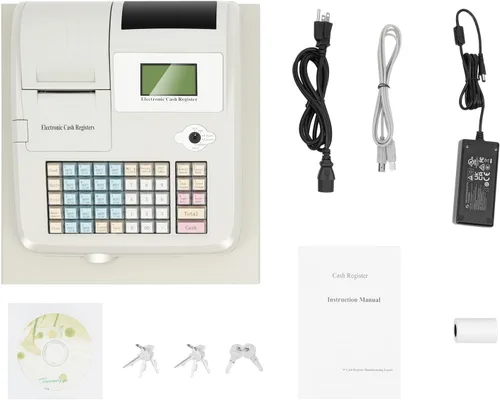 Vista 6 de Caja registradora con sistema POS, caja registradora electrónica con bandeja de efectivo extraíble e impresora térmica, caja registradora