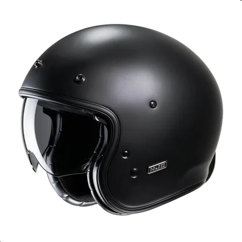 HJC V31 Casco de motocicleta de cara abierta sólida con visera IS-10, aprobado por DOT (negro semi plano, XL)