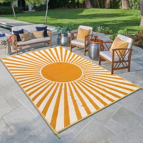 Vista 9 de Anidaroel Alfombra de área para exteriores para patio, 5 x 8 pies, impermeable, reversible, de plástico, alfombra de exterior, resistente a