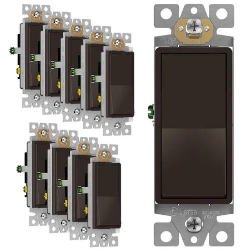 Vista 29 de ENERLITES Elite Series - Interruptor basculante decorativo sin tornillos, 3 vías o unipolar, 3 cables, tornillo de conexión a tierra, grado