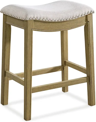 Vista 14 de ROME + OAK Parker Taburete de Mostrador de 26 Pulgadas, Taburete de Cocina sin Respaldo Tipo Silla de Montar en Acabado de Roble Recuperado