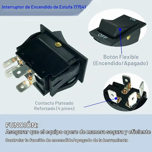 Vista 2 de DTAIR Reemplazo del interruptor de alimentación de rango 1177541 para Southbend Range 20A (SPDT)