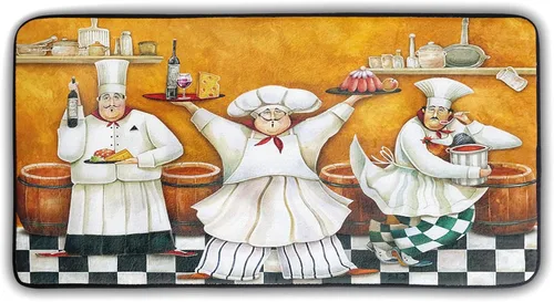 Vista 19 de Tapete de cocina con estampado de tablero de madera para piso, tablones marrones rústicos, acolchado, antifatiga, lavable, tapete de espuma