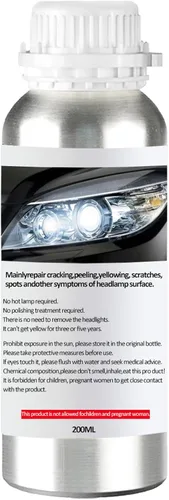 200ML Líquido de Restauración de Faros, Líquido de Reparación de Faros de Coche, Botella de Recarga de Kit de Reparación y Pulido de Faros para