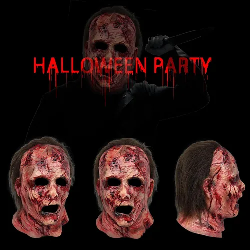 Vista 4 de Máscara de terror de terror sangrienta para Halloween, mascarada, cosplay, accesorios de fiesta espeluznante