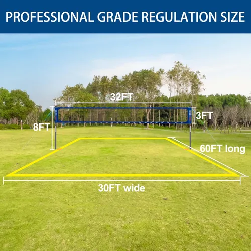 Vista 7 de Juego de red profesional de voleibol resistente para patio trasero al aire libre portátil con postes de puntuación de altura ajustable de aluminio