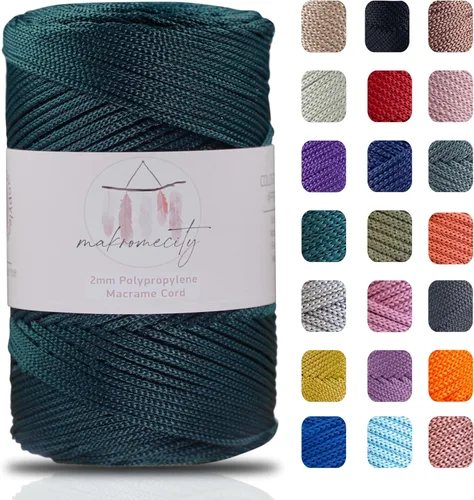 Vista 40 de Makromecity, Cordón de macramé de poliéster de 2 mm x 250 yardas (750 pies) Cordón de macramé de 2 mm de polipropileno para arte y manualidades