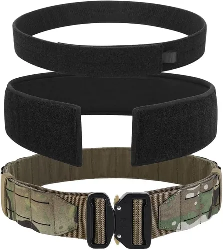 Vista 10 de KRYDEX Cinturón de Batalla Táctico de Combate MOLLE de 2 pulgadas de liberación rápida con cinturón interior y almohadilla de soporte trasero